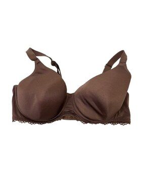 VTG 90s Playtex 42C Bra Mocha Mousse Underwire Lace Trim Lightly Lined Brown EUC
